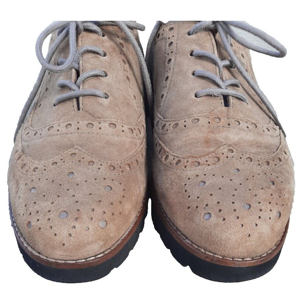 Earthies Santana Oxford Women's Size 9.5 B Taupe Lace Up Wingtip Shoes